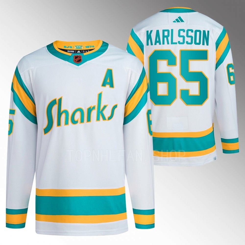 Reverse Retro 2.0 San Jose Sharks Erik Karlsson 2022 White Authentic Primegreen Jersey men's