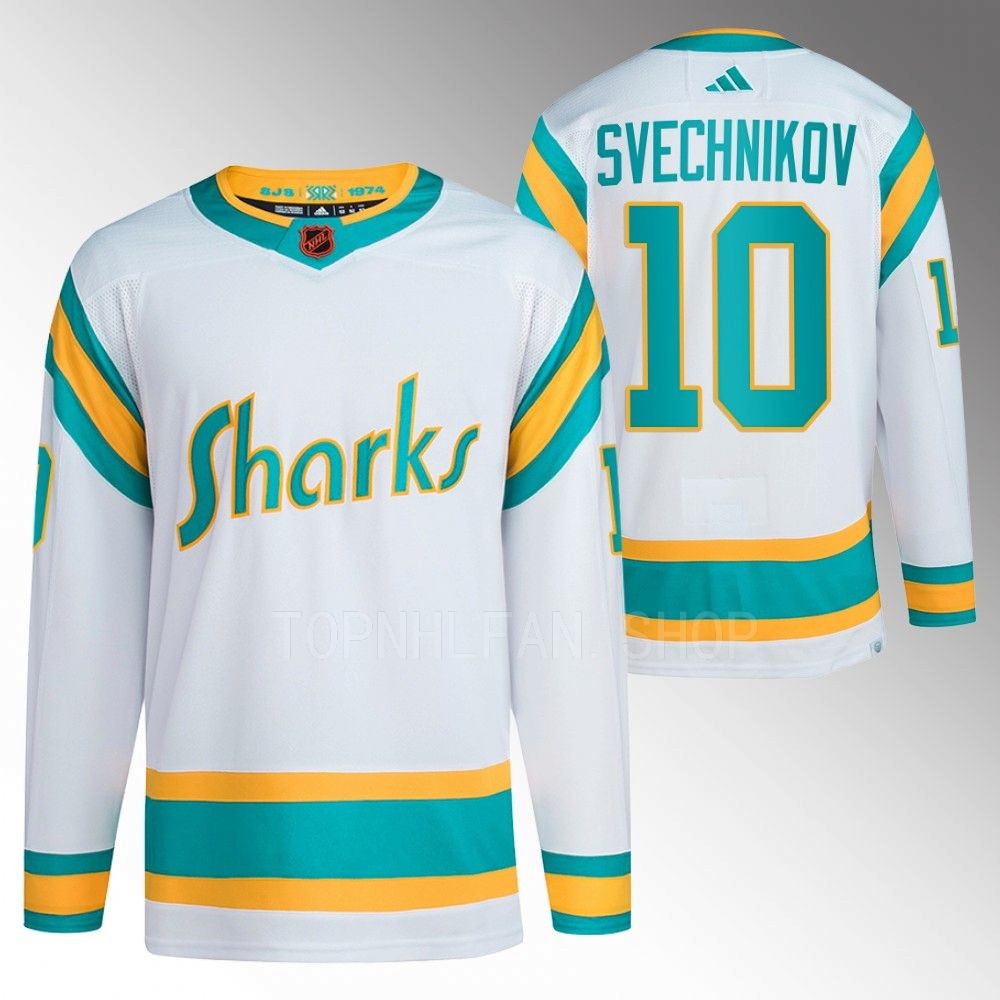 Reverse Retro 2.0 San Jose Sharks Evgeny Svechnikov 2022 White Authentic Primegreen Jersey men's