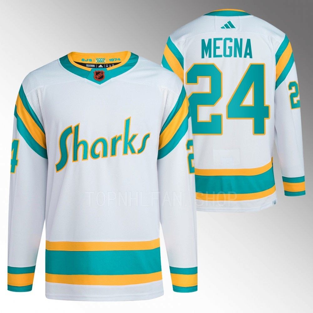 Reverse Retro 2.0 San Jose Sharks Jaycob Megna 2022 White Authentic Primegreen Jersey men's