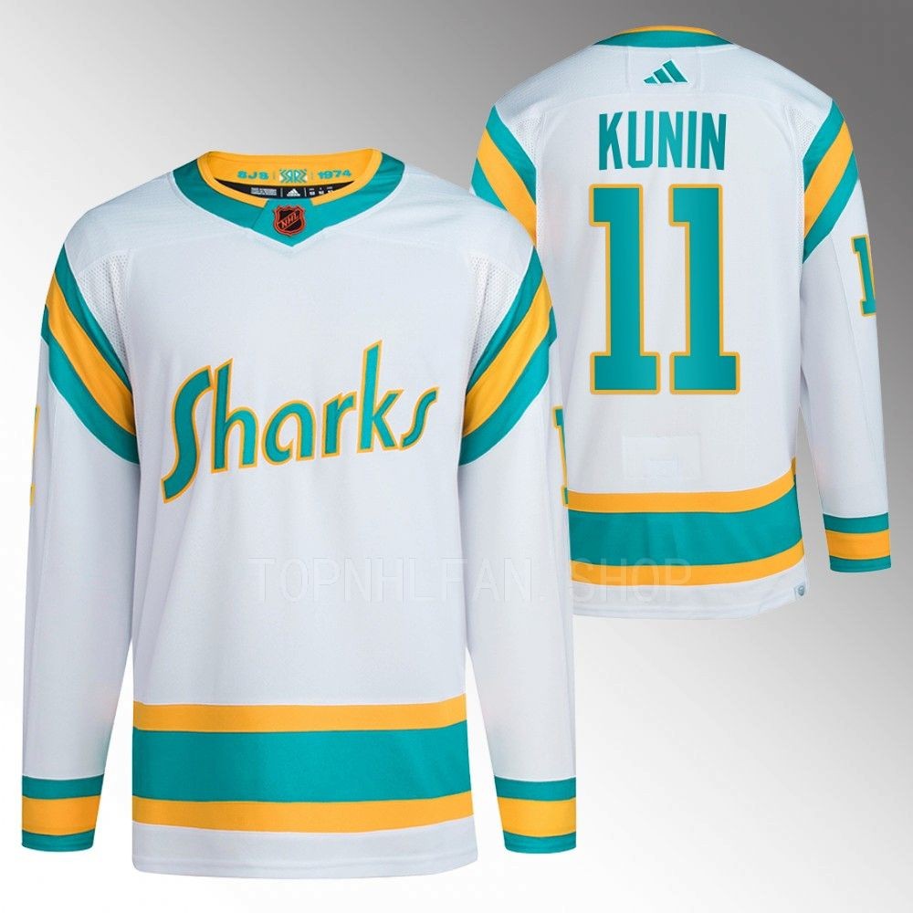 Reverse Retro 2.0 San Jose Sharks Luke Kunin 2022 White Authentic Primegreen Jersey men's
