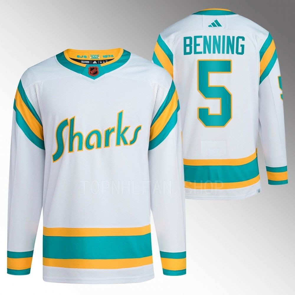 Reverse Retro 2.0 San Jose Sharks Matt Benning 2022 White Authentic Primegreen Jersey men's