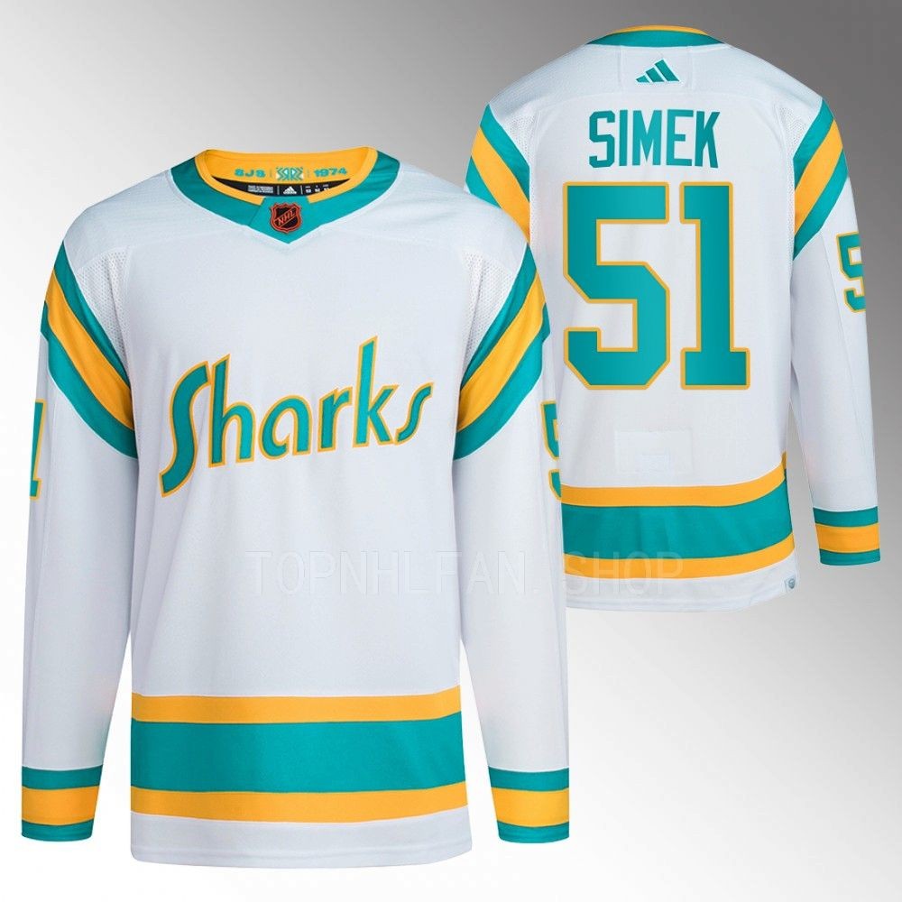 Reverse Retro 2.0 San Jose Sharks Radim Simek 2022 White Authentic Primegreen Jersey men's