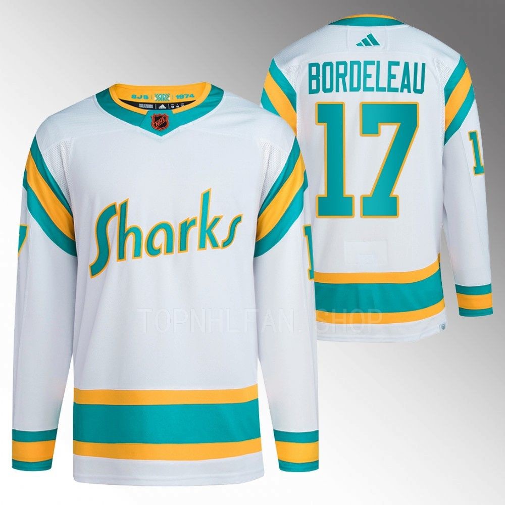 Reverse Retro 2.0 San Jose Sharks Thomas Bordeleau 2022 White Authentic Primegreen Jersey men's