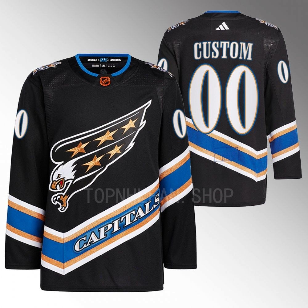 Reverse Retro 2.0 Washington Capitals Custom 2022 Black Authentic Primegreen Jersey men's