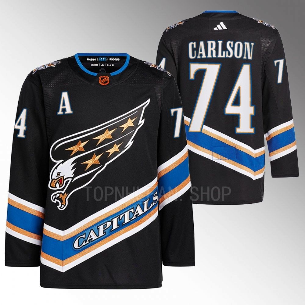 Reverse Retro 2.0 Washington Capitals John Carlson 2022 Black Authentic Primegreen Jersey men's