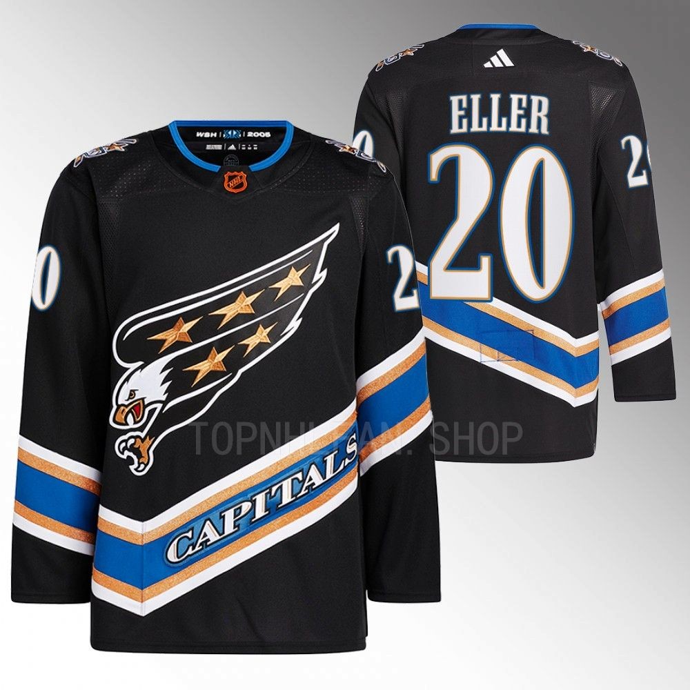 Reverse Retro 2.0 Washington Capitals Lars Eller 2022 Black Authentic Primegreen Jersey men's