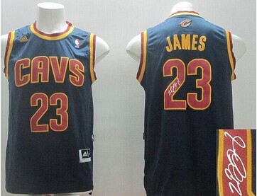 Revolution 30 Autographed Cleveland Cavaliers #23 LeBron James Navy Blue CavFanatic NBA Jersey