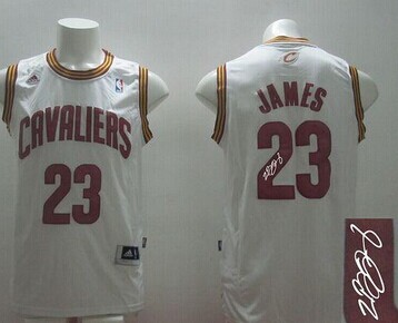 Revolution 30 Autographed Cleveland Cavaliers #23 LeBron James White Road Stitched NBA Jersey