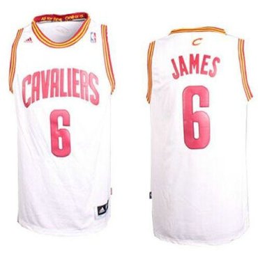 Revolution 30 Cavaliers #6 LeBron James White Home Stitched NBA Jersey