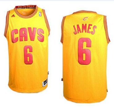 Revolution 30 Cavaliers #6 LeBron James Yellow Alternate Stitched NBA Jersey