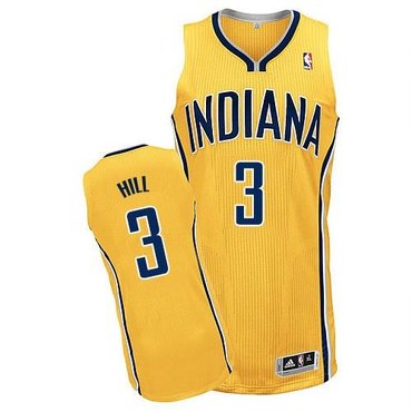 Revolution 30 Indiana Pacers #3 George Hill Yellow Home Stitched NBA Jersey
