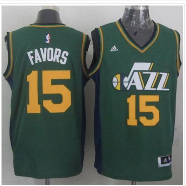 Revolution 30 Utah Jazz #15 Derrick Favors Green Stitched NBA Jersey