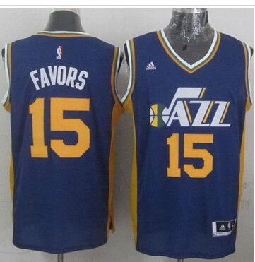 Revolution 30 Utah Jazz #15 Derrick Favors Navy Blue Stitched NBA Jersey