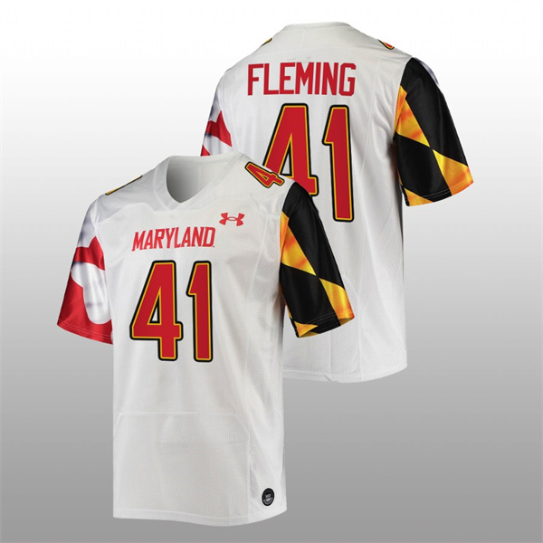 Rex Fleming Maryland Terrapins White 2022-23 College Football Replica Jersey Men's Jersey Maryland Terrapins Rex Fleming College Football White Replica Jersey
