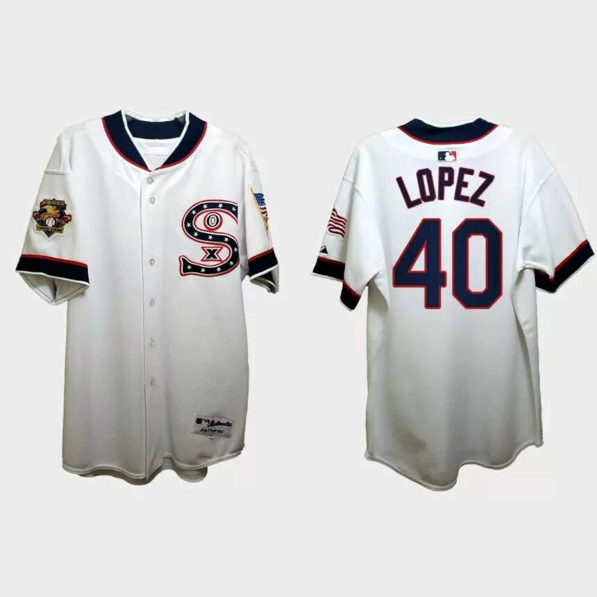 Reynaldo Lopez Chicago White Sox Independence Day 1917 Throwback Jersey – White