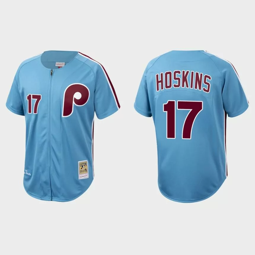 Rhys Hoskins Philadelphia Phillies Authentic Cooperstown Collection Jersey – Light Blue