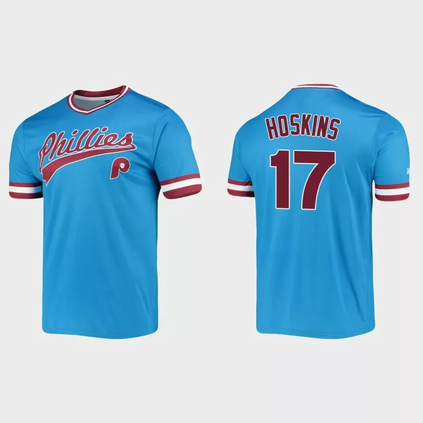 Rhys Hoskins Philadelphia Phillies Cooperstown Collection Stitches Jersey – Light Blue