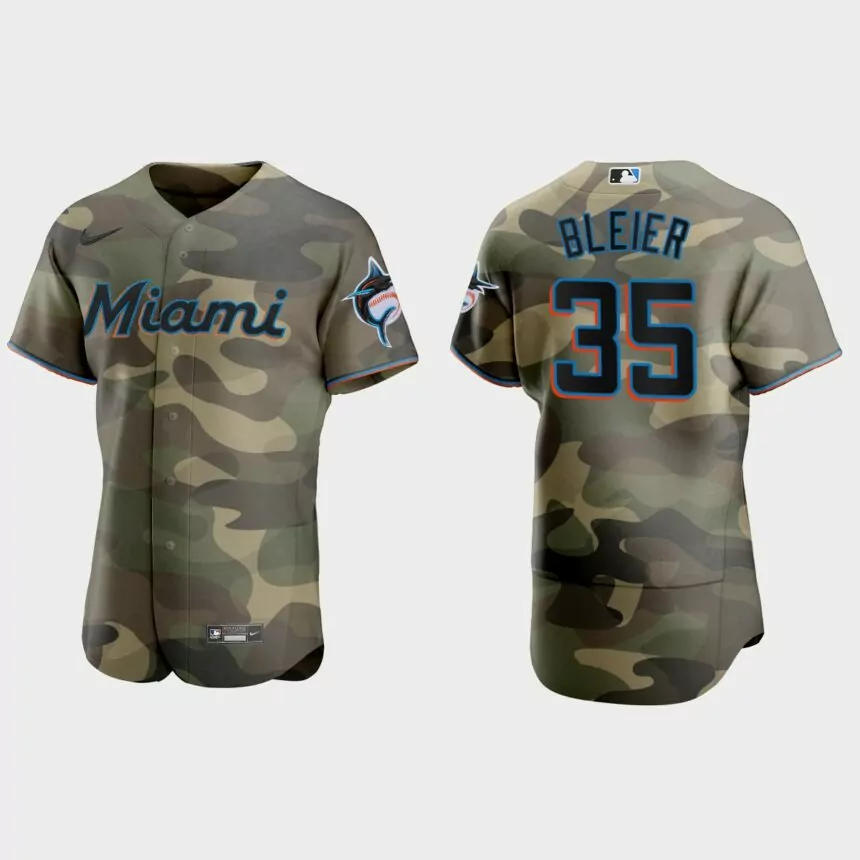 Richard Bleier Miami Marlins 2021 National Armed Forces Day Authentic Jersey – Camo