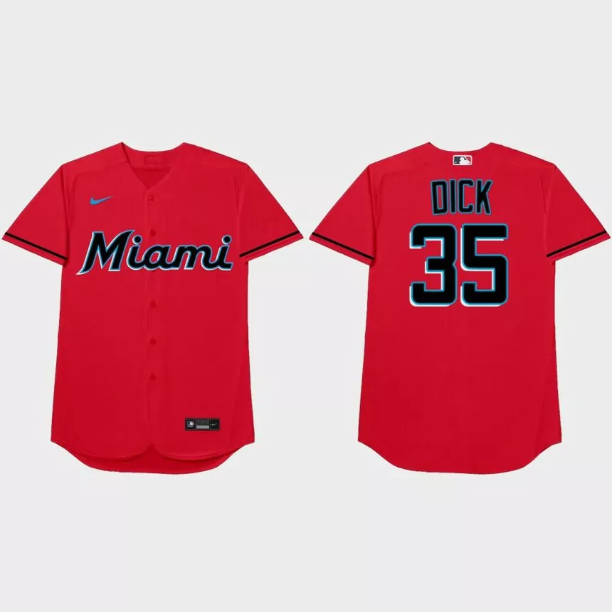 Richard Bleier Nickname Marlins 2021 Players’ Weekend Dick Jersey – Red