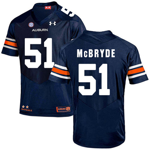 Richard McBryde Auburn Tigers Men's Jersey - #51 NCAA Navy Blue Stitched Authentic