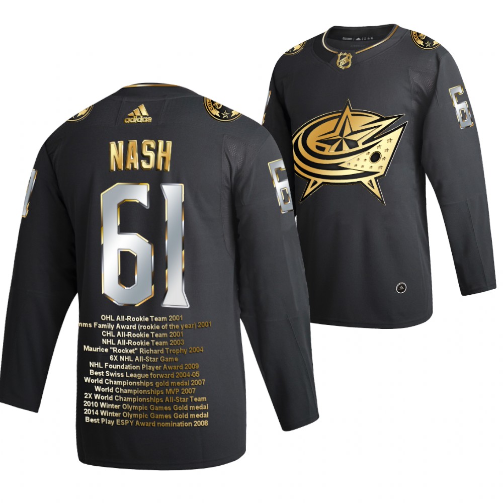Rick Nash Columbus Blue Jackets Black Career Awards Jersey Golden Commemorative