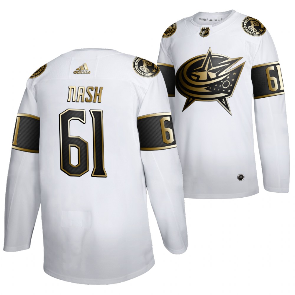 Rick Nash Columbus Blue Jackets White Retired Number Jersey Golden Edition