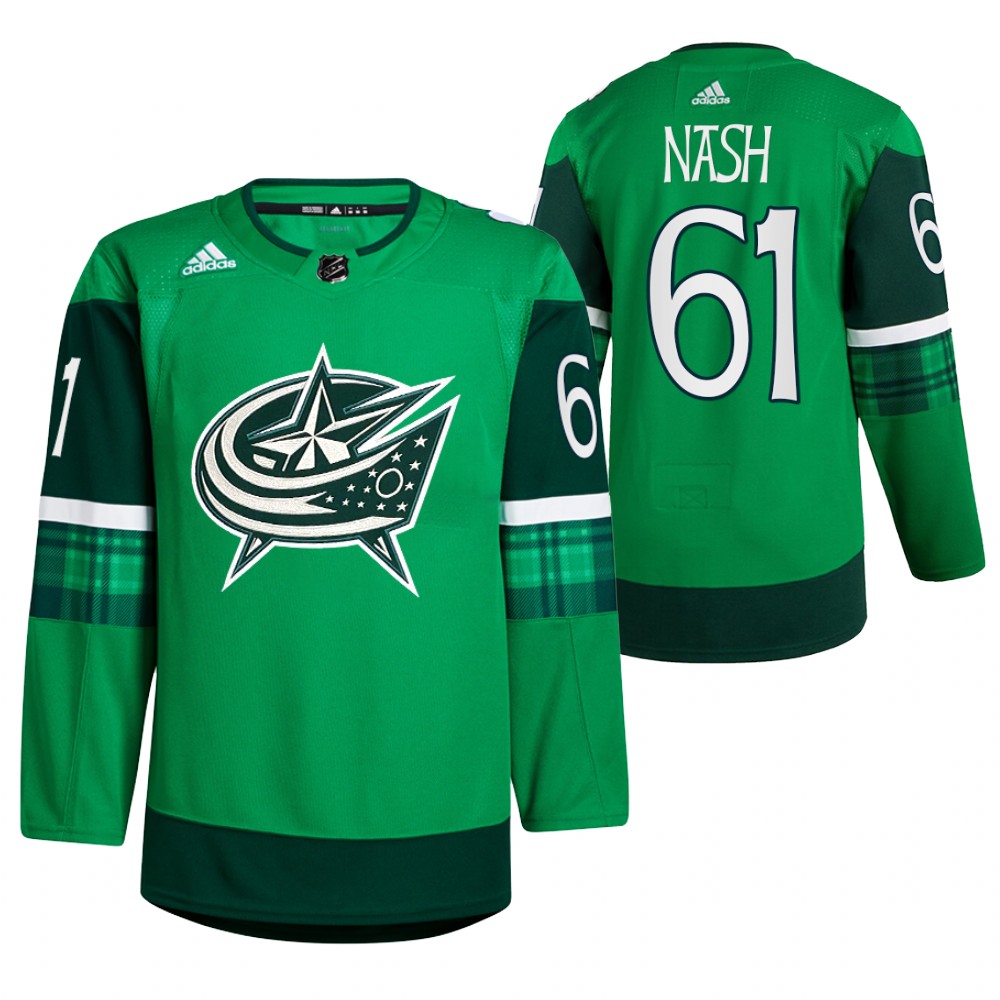 Rick Nash St. Patricks Day Blue Jackets Green #61 Jersey