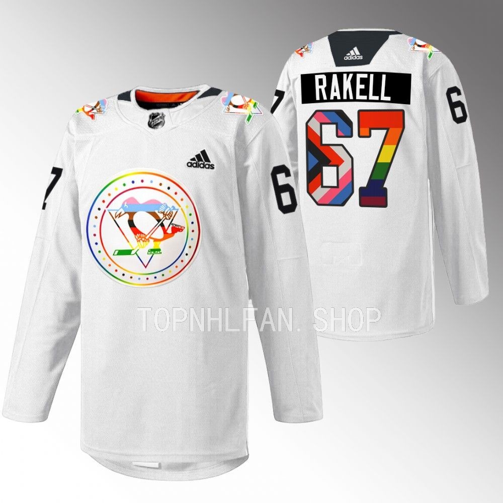 Rickard Rakell Penguins Pride warmup Jersey White Rainbow