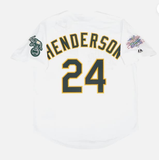 Rickey Henderson Oakland Athletics 1989 World Series Home White Jersey Men's