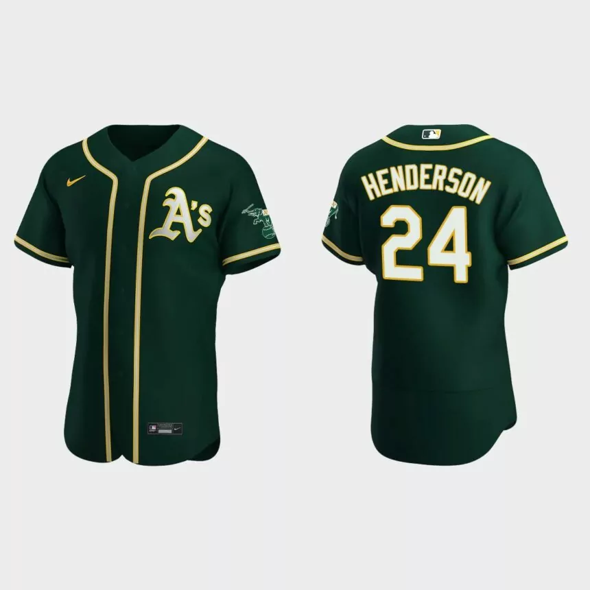 Rickey Henderson Oakland Athletics Authentic Alternate Jersey – Green