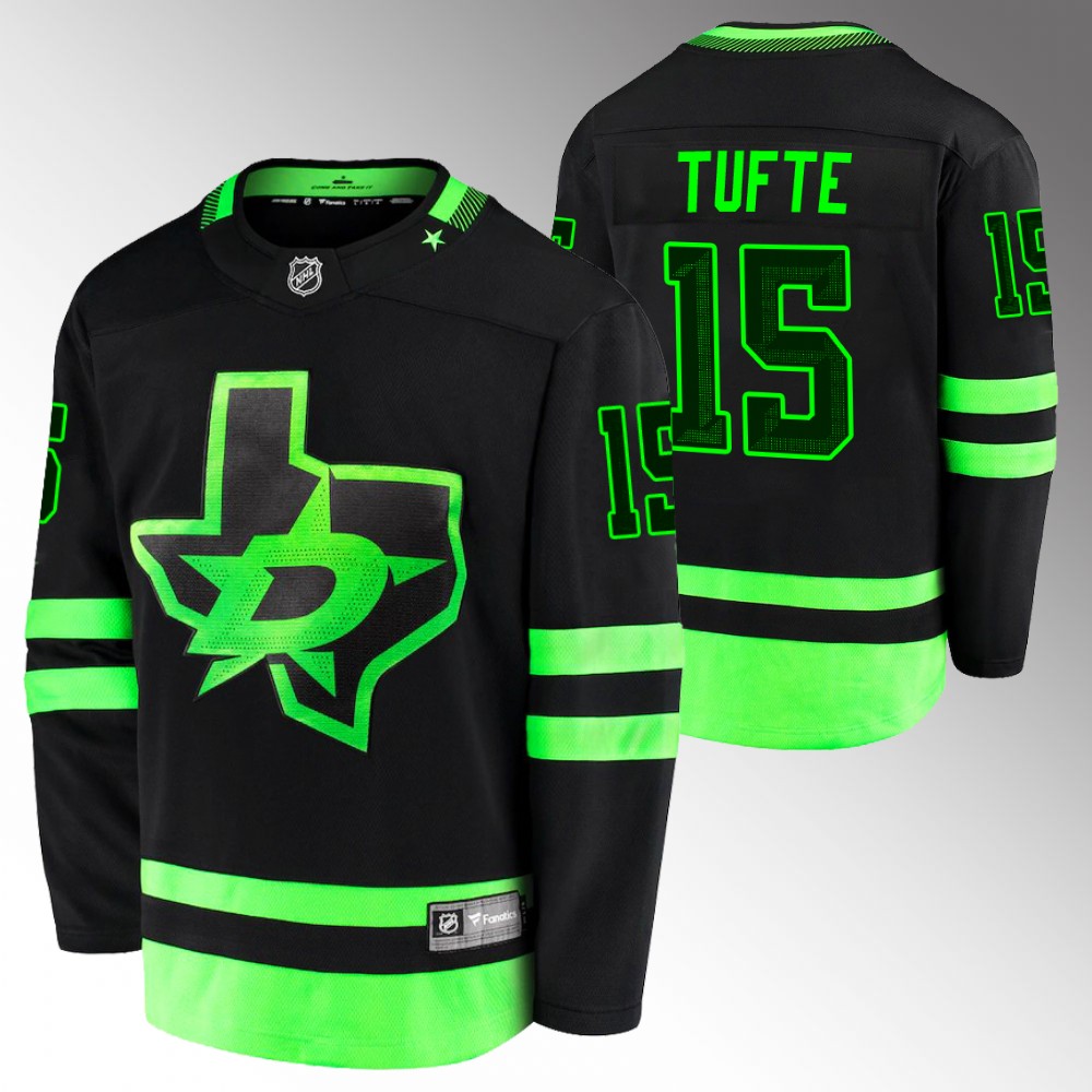 Riley Tufte Jersey Dallas Stars Blackout Alternate Black Third