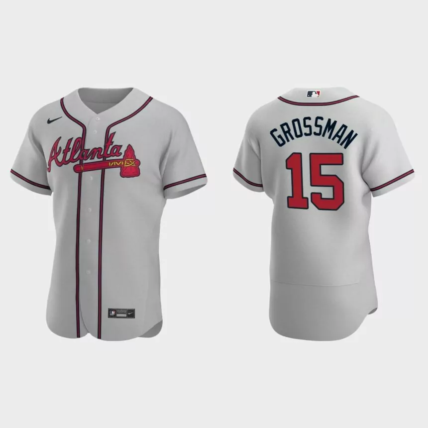 Robbie Grossman Atlanta Braves Authentic Road Jersey – Gray
