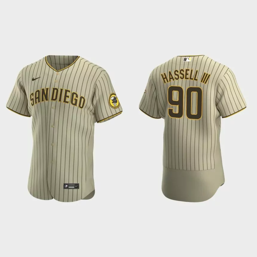 Robert Hassell III #90 San Diego Padres Authentic Alternate Jersey – Tan Brown