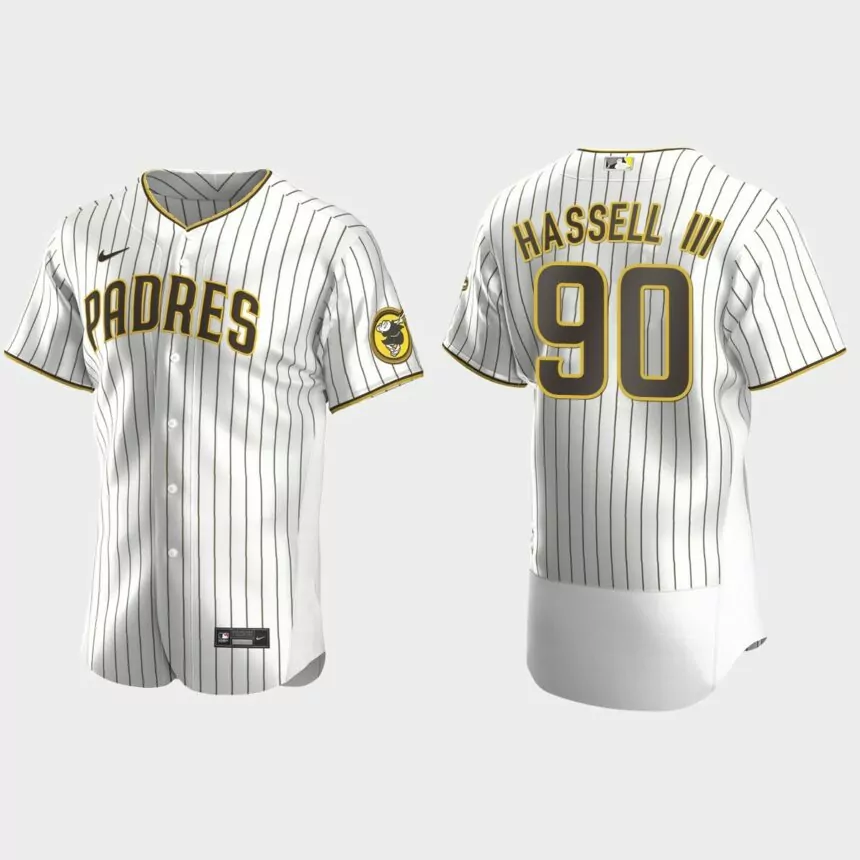 Robert Hassell III #90 San Diego Padres Authentic Alternate Jersey – White Brown