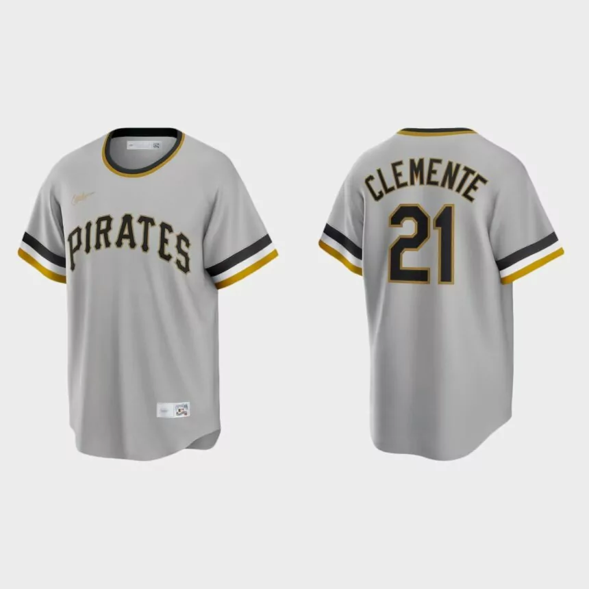 Roberto Clemente Pittsburgh Pirates Cooperstown Collection Jersey – Gray
