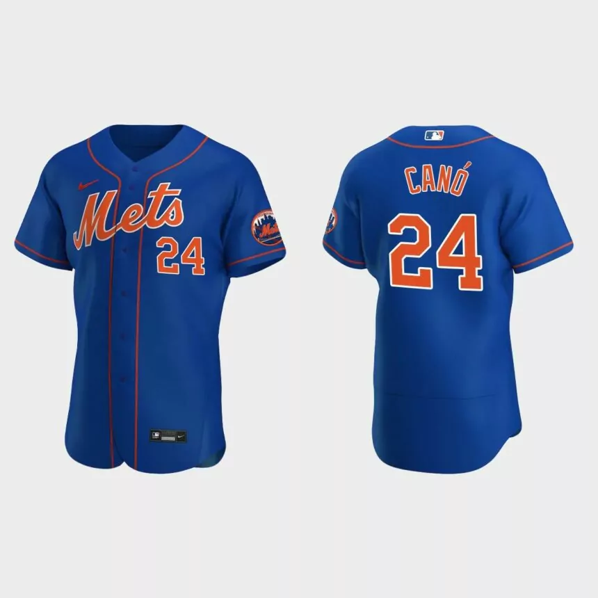 Robinson Cano #24 New York Mets Royal Authentic Team Logo 2020 Alternate Jersey