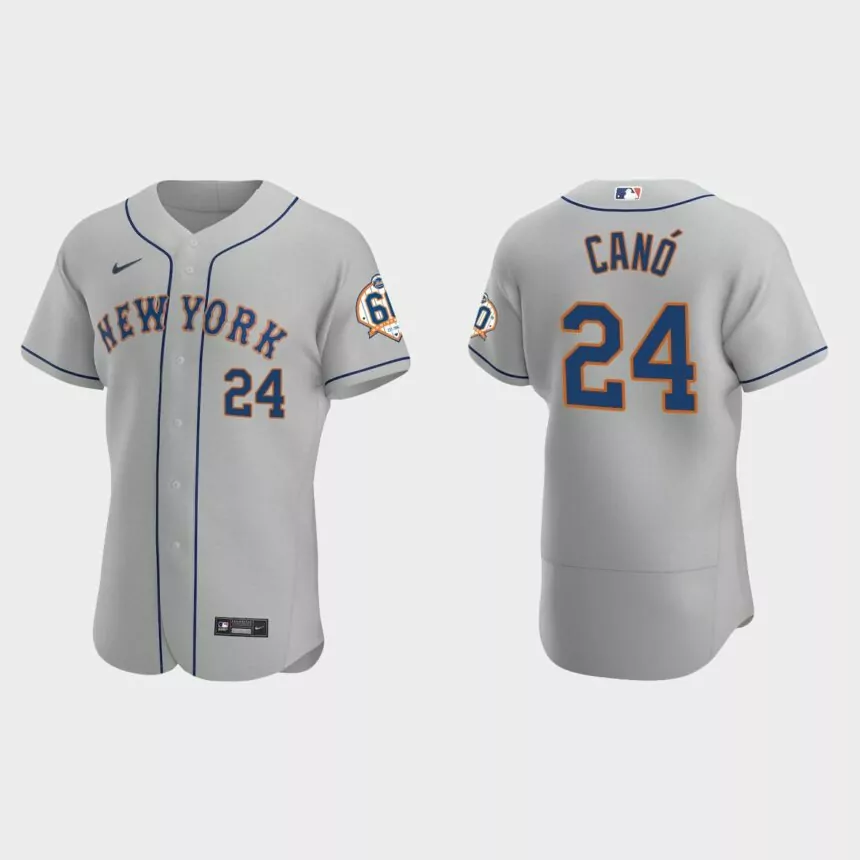 Robinson Cano New York Mets 60th Anniversary Road Authentic Jersey – Gray