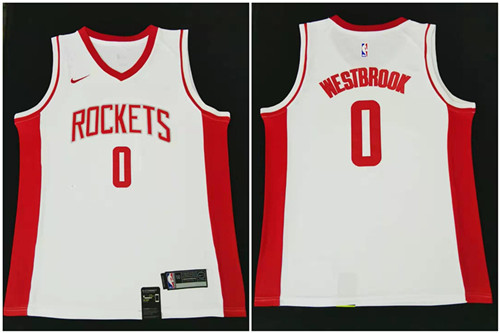 Rockets 0 Russell Westbrook White Nike Swingman Jersey