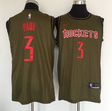 Rockets 3 Chris Paul Olive Nike Swingman Jersey