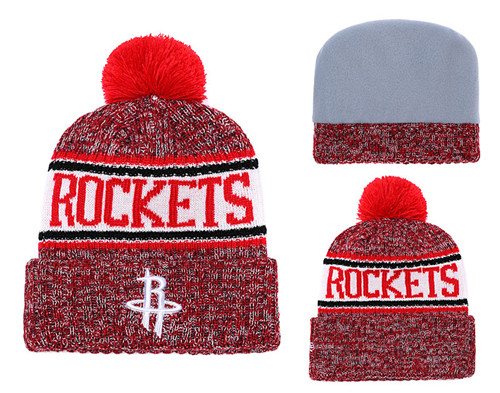 Rockets Team Logo Red Pom Knit Hat YD