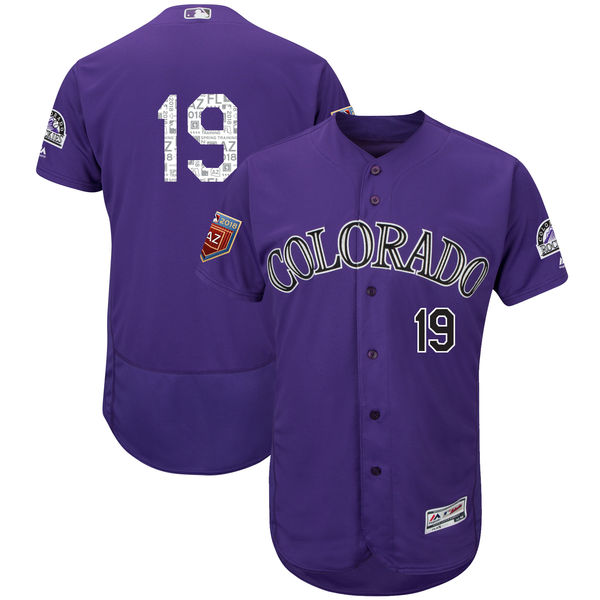 Rockies 19 Charlie Blackmon Purple 2018 Spring Training Flexbase Jersey