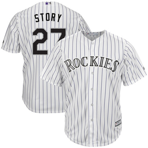 Rockies 27 Trevor Story White Cool Base Jersey