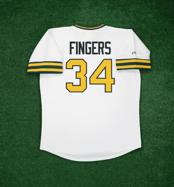 Rollie Fingers 1975 Oakland Athletics Cooperstown Home & Road Throwback Jersey