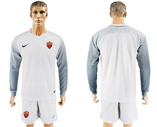 Roma Blank White Goalkeeper Long Sleeves Soccer Club Jersey