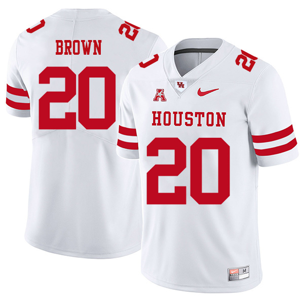 Roman Brown Houston Cougars Men's Jersey - #20 NCAA White Stitched Authentic