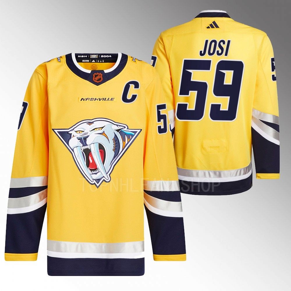 Roman Josi 2022 Nashville Predators Yellow Reverse Retro 2.0 Authentic Primegreen Jersey
