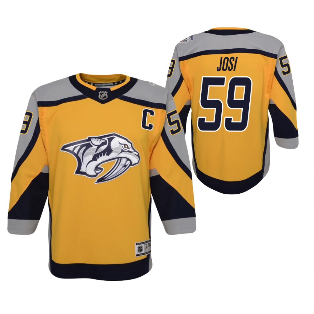 Roman Josi Nashville Predators 2021 Reverse Retro Gold Youth Jersey Special Edition