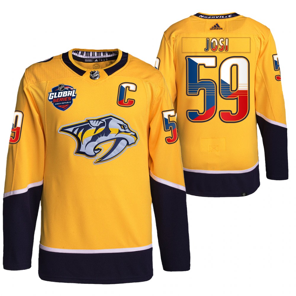 Roman Josi Nashville Predators Gold 2022 NHL Global Series Czech Republic Challenge Jersey