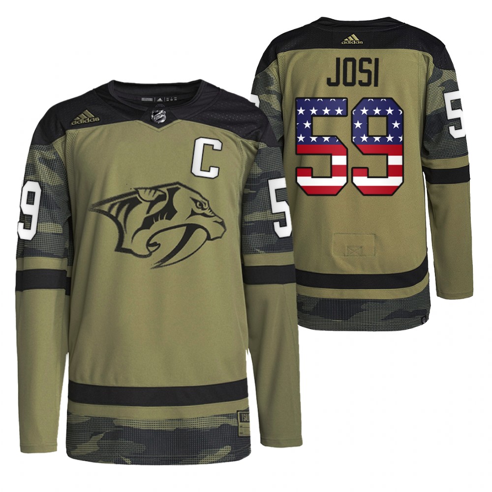 Roman Josi Predators Military Appreciation Jersey Camo Practice