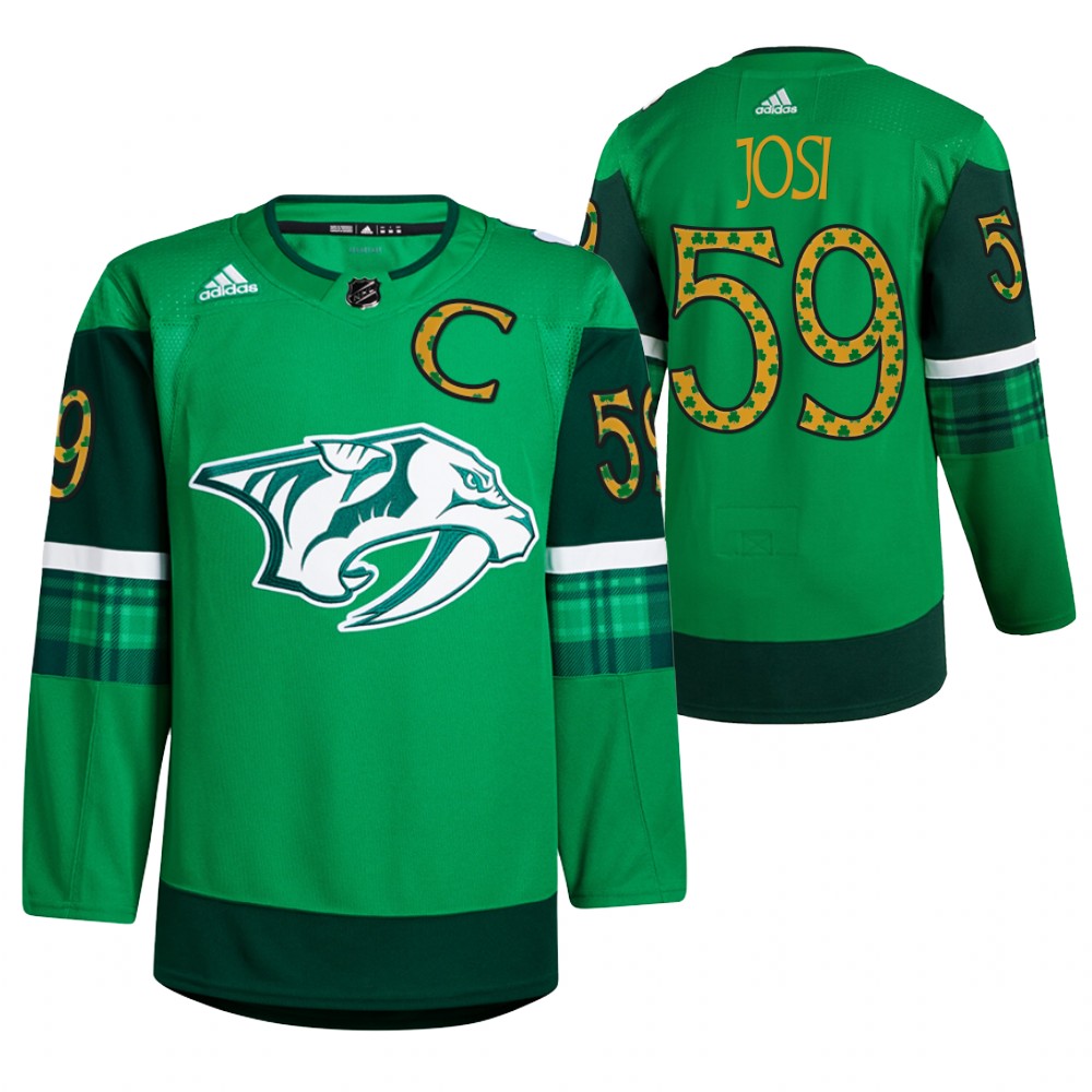 Roman Josi Predators St. Patricks Day Jersey Green Warm-Up